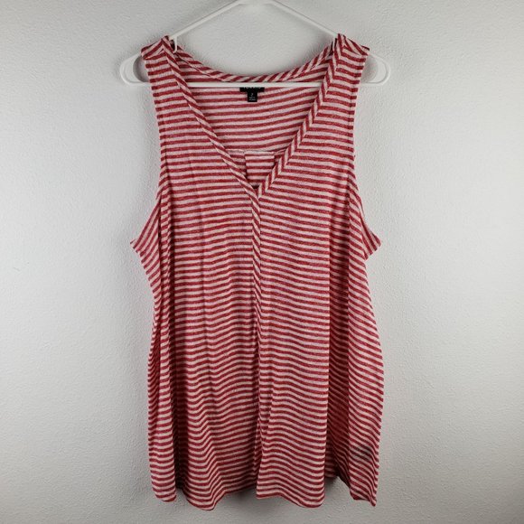 Torrid Women's Size 2 Knit Jersey Swing Tunic Tank Red And White Stripes Vneck - Picture 1 of 9
